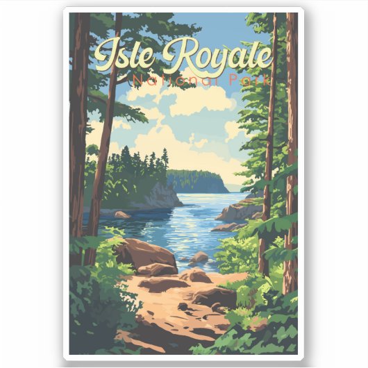 Sticker Illustration du parc national de l'Isle Royale Art (Devant)