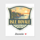 Sticker Illustration du parc national de l'Isle Royale Bad (Feuille)