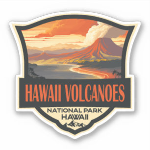Sticker Illustration du parc national des volcans d'Hawaii