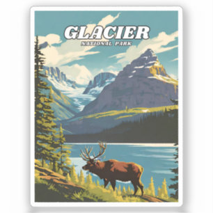 Sticker Illustration du parc national du Glacier Decorativ