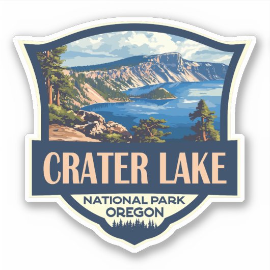 Sticker Illustration du parc national du lac Crater Badge  (Devant)