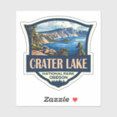 Sticker Illustration du parc national du lac Crater Badge  (Feuille)