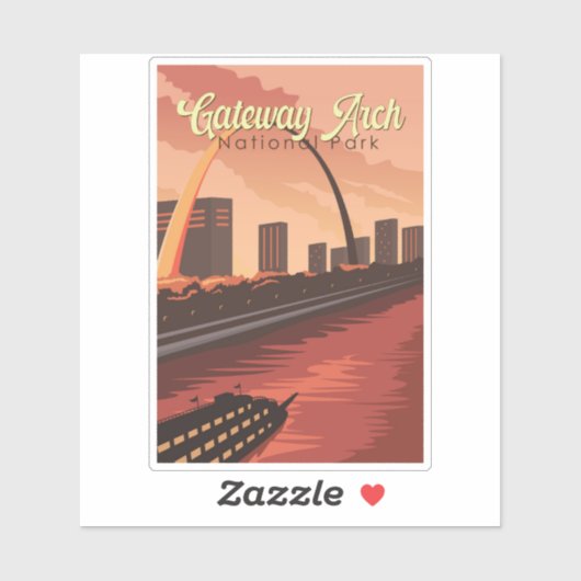 Sticker Illustration du parc national Gateway Arch Art de  (Feuille)