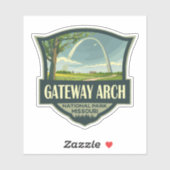 Sticker Illustration du parc national Gateway Arch Art rét (Feuille)