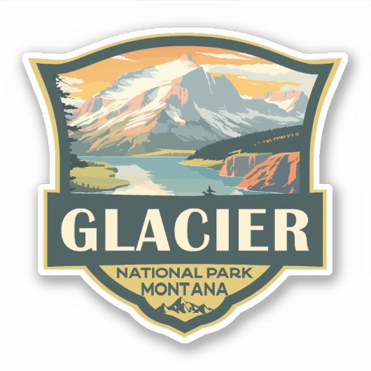 Sticker Illustration du parc national Glacier Voyage Vinta (Devant)