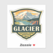 Sticker Illustration du parc national Glacier Voyage Vinta (Feuille)