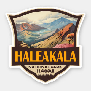 Sticker Illustration du parc national Haleakala Badge rétr