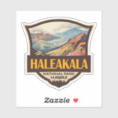 Sticker Illustration du parc national Haleakala Badge rétr (Feuille)