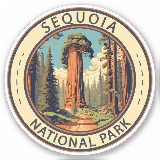 Sticker Illustration du parc national Sequoia Art de voyag (Devant)