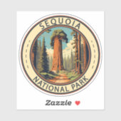 Sticker Illustration du parc national Sequoia Art de voyag (Feuille)