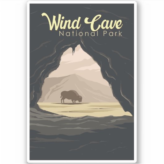 Sticker Illustration du parc national Wind Cave Travel Art (Devant)