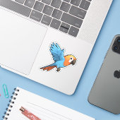 Sticker Illustration du perroquet de dessin (Ordinateur portable avec iPhone)