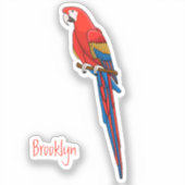 Sticker Illustration du perroquet de macaw Scarlet (Recto)