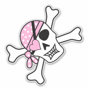 Sticker Illustration du pirate crânien mignon