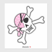 Sticker Illustration du pirate crânien mignon (Feuille)