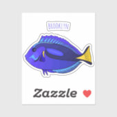 Sticker Illustration du poisson de la cuve bleue (Feuille)