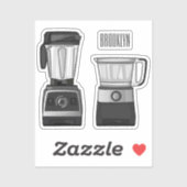 Sticker Illustration du processeur et du mixeur alimentair (Feuille)