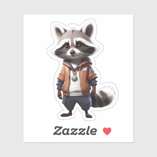 Sticker Illustration du raton laveur cool et adorable (Feuille)