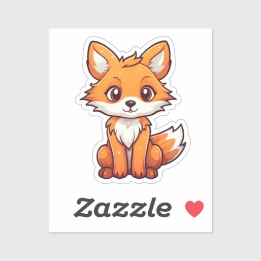 Sticker Illustration du renard de dessin (Feuille)