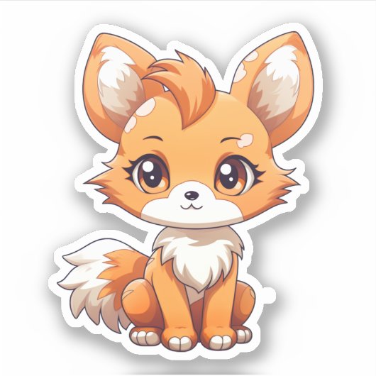 Sticker Illustration du renard de dessin (Devant)