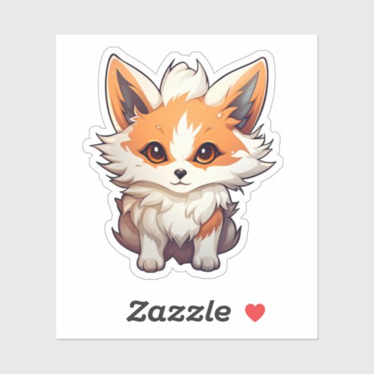 Sticker Illustration du renard de dessin (Feuille)