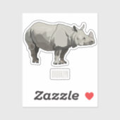 Sticker Illustration du rhinocéros de Javan (Feuille)