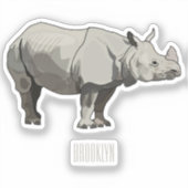Sticker Illustration du rhinocéros de Javan (Recto)