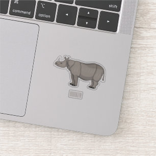 Sticker Illustration du rhinocéros de Javan