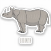 Sticker Illustration du rhinocéros de Javan (Recto)