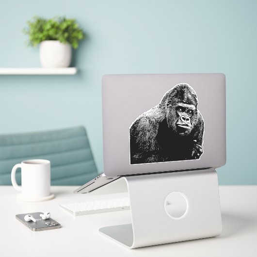 Sticker Illustration du singe gorille animaux safari de la (Ordinateur portable sur le bureau)