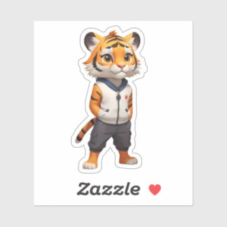 Sticker Illustration du tigre cool et adorable