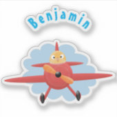 Sticker Illustration d'un avion rouge volant mignon (Devant)