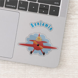 Sticker Illustration d'un avion rouge volant mignon