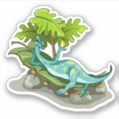 Sticker Illustration D'Un Bain De Soleil Iguanodon. (Devant)