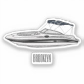 Sticker Illustration d'un bateau à moteur (Recto)