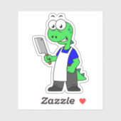 Sticker Illustration D'Un Boucher Rex Tyrannosaurus. (Feuille)