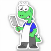 Sticker Illustration D'Un Boucher Rex Tyrannosaurus. (Devant)