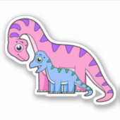 Sticker Illustration D'Un Brachiosaurus Mère Et Enfant. (Devant)