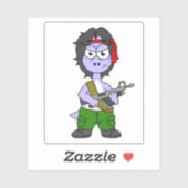 Sticker Illustration D'Un Brontosaurus Habillé En Rambo. (Feuille)