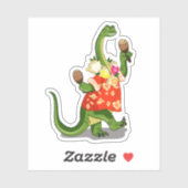 Sticker Illustration D'Un Brontosaurus Jouant À Maracas. (Feuille)
