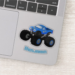 Sticker Illustration d'un camion monstre bleu mou