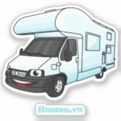 Sticker Illustration d'un campervan heureux (Recto)