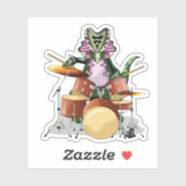 Sticker Illustration D'Un Chasmosaurus Jouant Aux Tambours (Feuille)