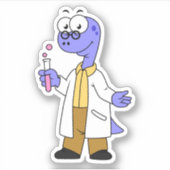 Sticker Illustration D'Un Chimiste Brontosaurus. (Devant)