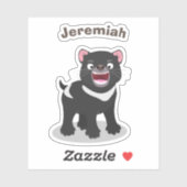 Sticker Illustration d'un diable de Tasmanie affamé (Feuille)