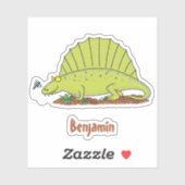 Sticker Illustration d'un dimétrodon vert mignon (Feuille)