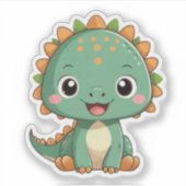 Sticker Illustration d'un dinosaure souriant et mignon en (Devant)