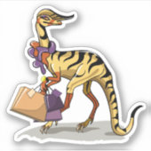 Sticker Illustration D'Un Iguanodon Avec Sacs Commerciaux. (Devant)