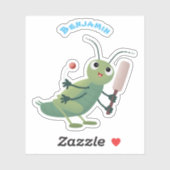 Sticker Illustration d'un insecte du cricket vert mou (Feuille)