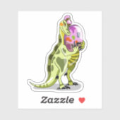 Sticker Illustration D'Un Lambéosaure Portant Un Oeuf. (Feuille)